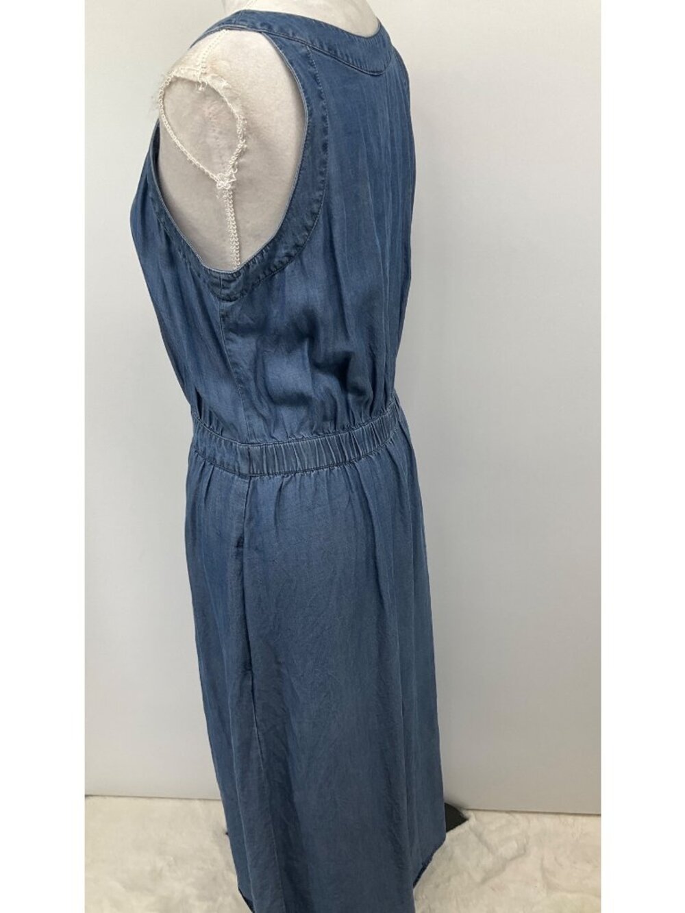 J. Jill Chambray XS Sleeveless tank Blue Dress with Pockets Button-Up - Picture 7 of 11